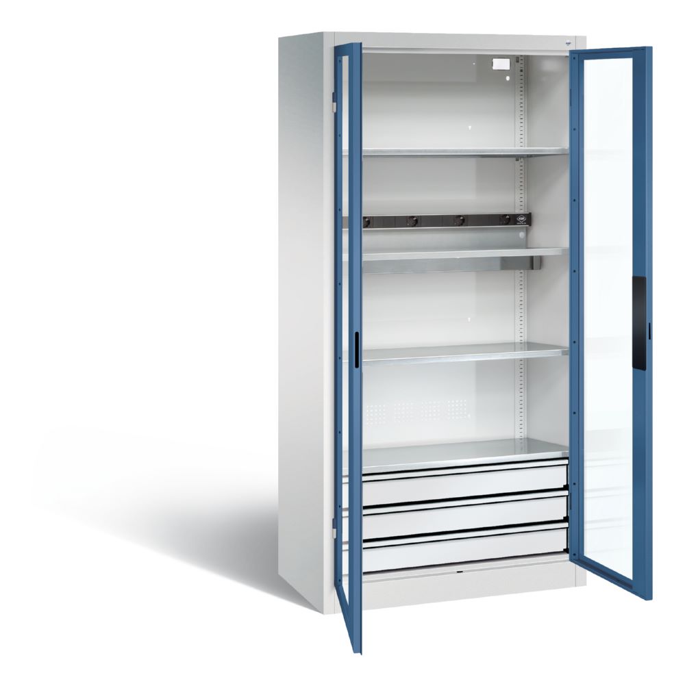 Produktbild C+P Akkuladeschrank Serie 89 1950 x 930 x 500 mm lichtgrau fernblau