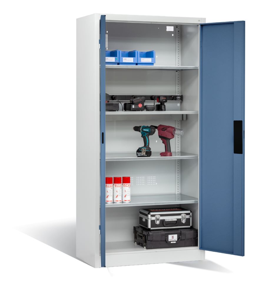 Produktbild C+P Akkuladeschrank als Werkzeugschrank bis 70 kg fernblau 930 x 500 x 1950 mm bild 3