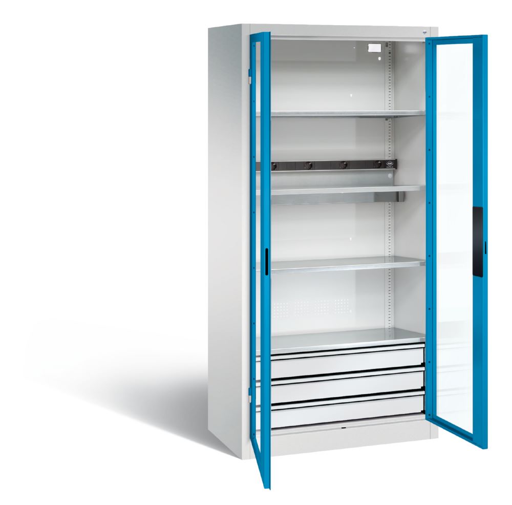 Produktbild C+P Akkuladeschrank Serie 89 1950 x 930 x 500 mm lichtgrau lichtblau