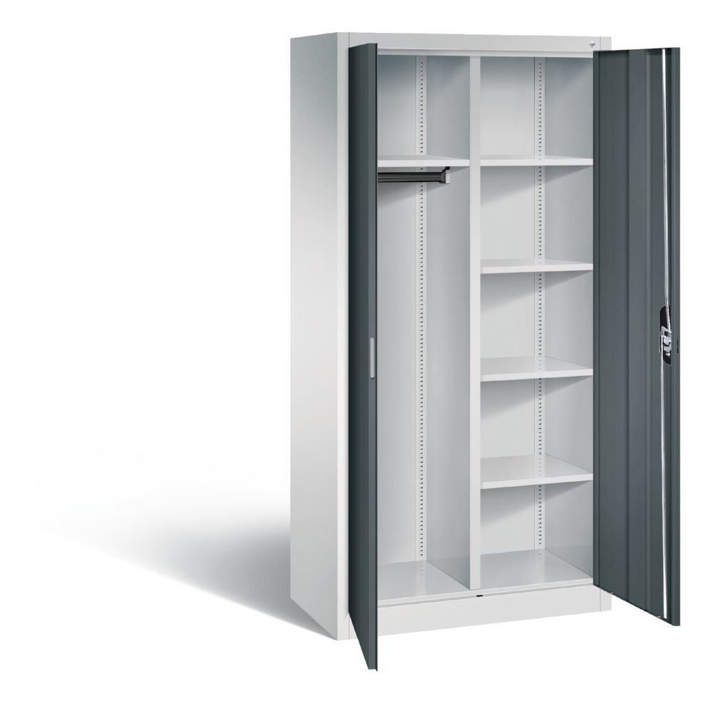 Produktbild C+P Akten und Garderobenschrank Acurado mit Zylinderschloss grau 930 x 500 x 1950 mm