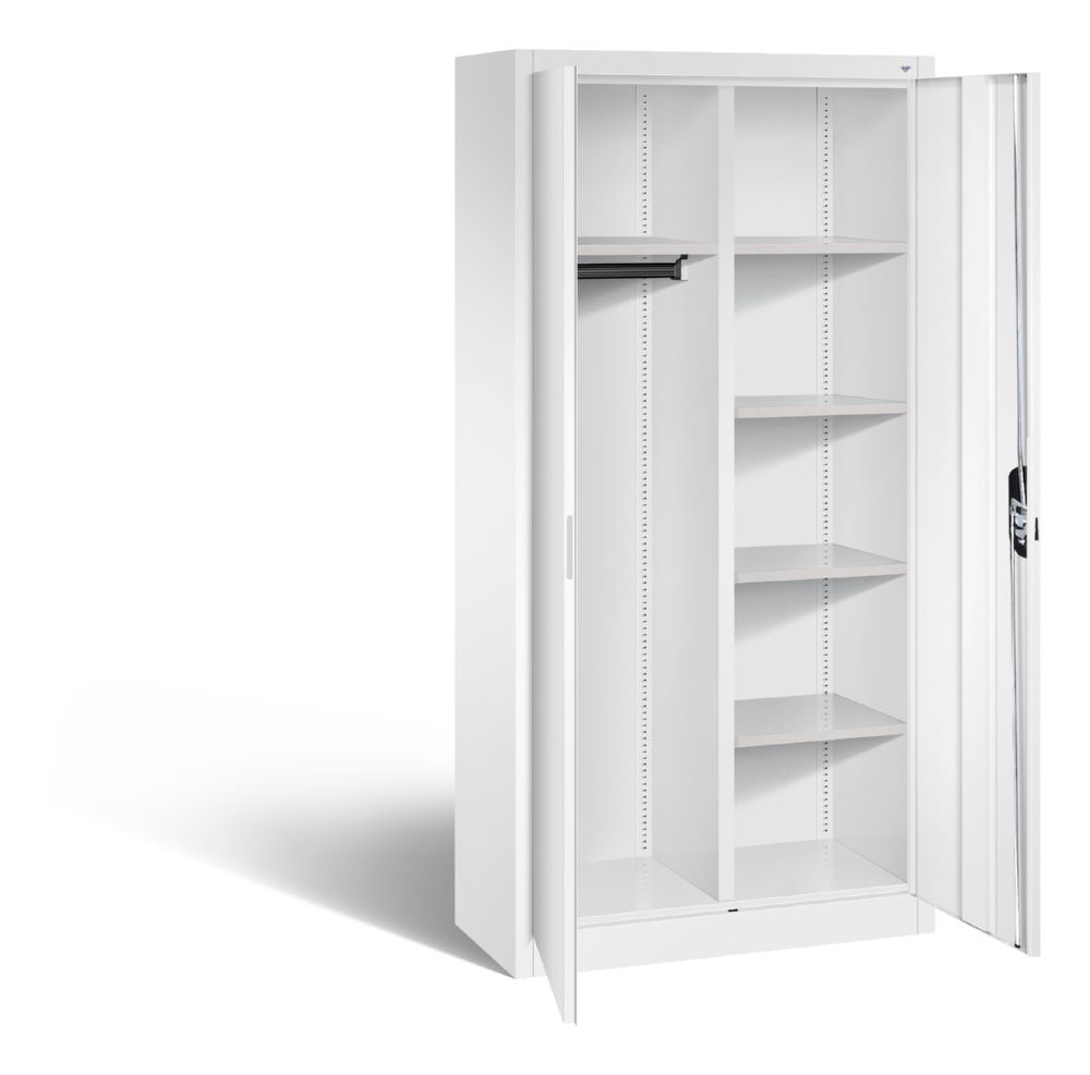 Produktbild C+P Akten und Garderobenschrank Acurado mit Ablageböden hellgrau 930 x 400 x 1950 mm bild 2
