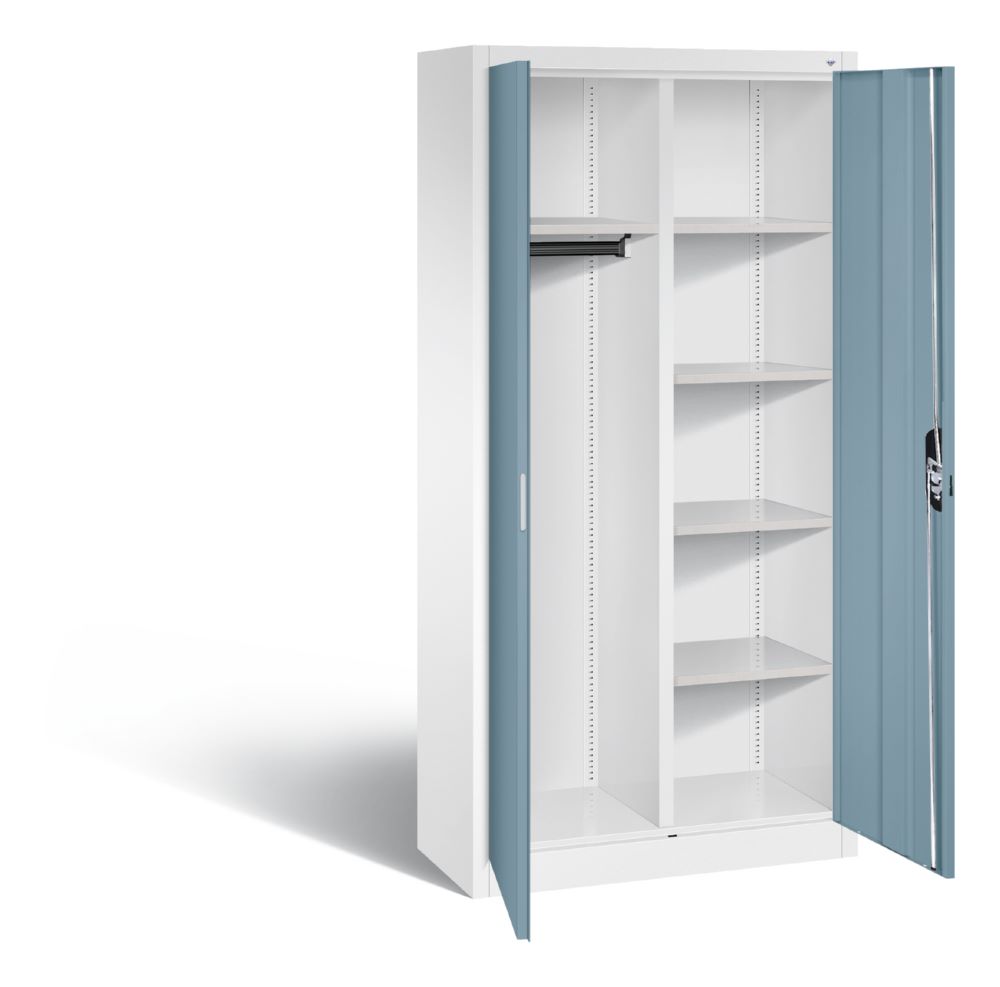 Produktbild C+P Akten und Garderobenschrank Acurado mit Ablage horizontblau 930 x 400 x 1950 mm bild 1