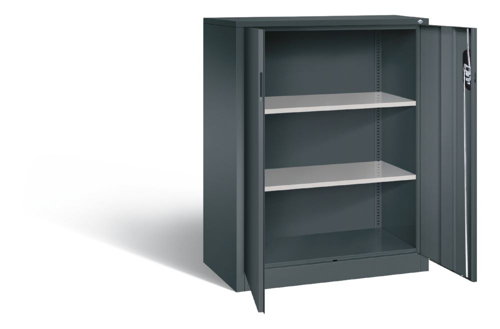Produktbild C+P Büro Drehtürenschrank mit Kunststoffgleitern Acurado anthrazit 930 x 500 x 1200 bild 2