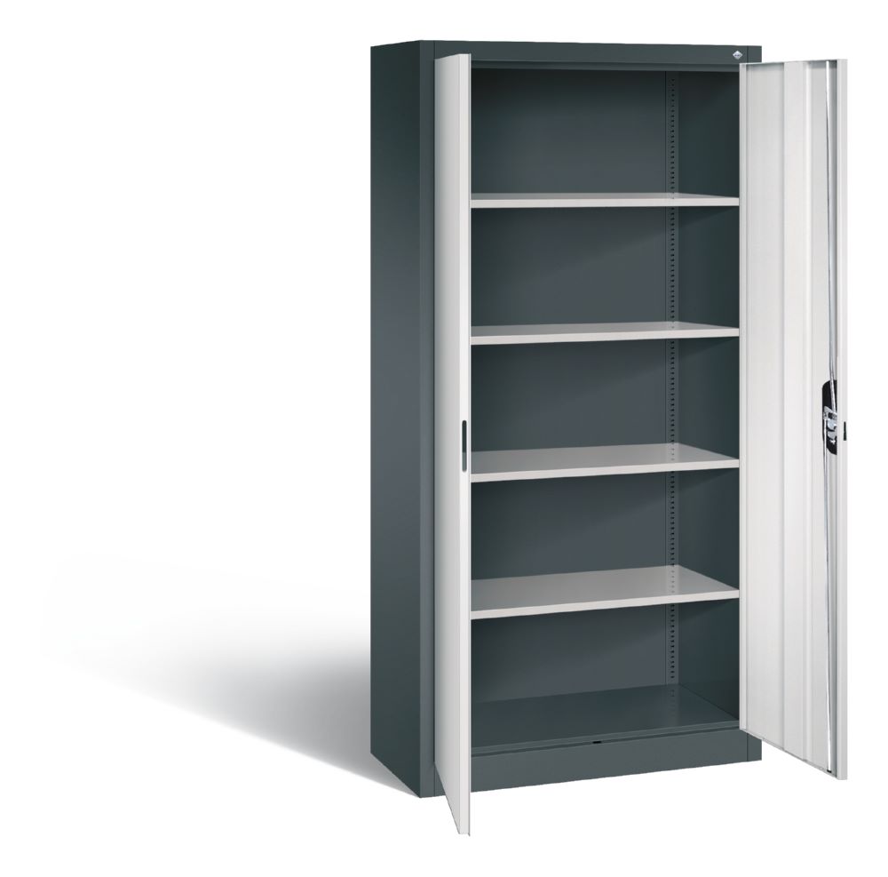 Produktbild C+P Büro Drehtürenschrank Acurado 70 kg Last anthrazit lichtgrau 930 x 400 x 190 mm bild 2