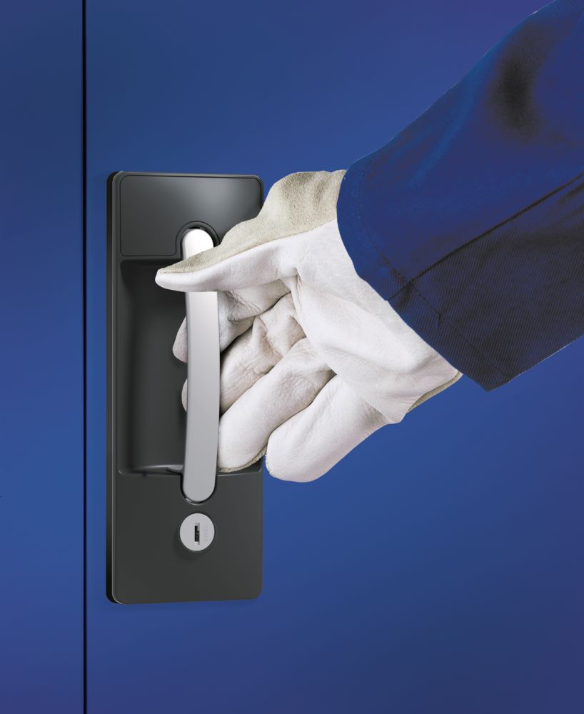 Produktbild C+P Drehtürenschrank Acurado aus Stahlkonstruktion weiß blau 1200 x 400 x 1950 mm bild 2