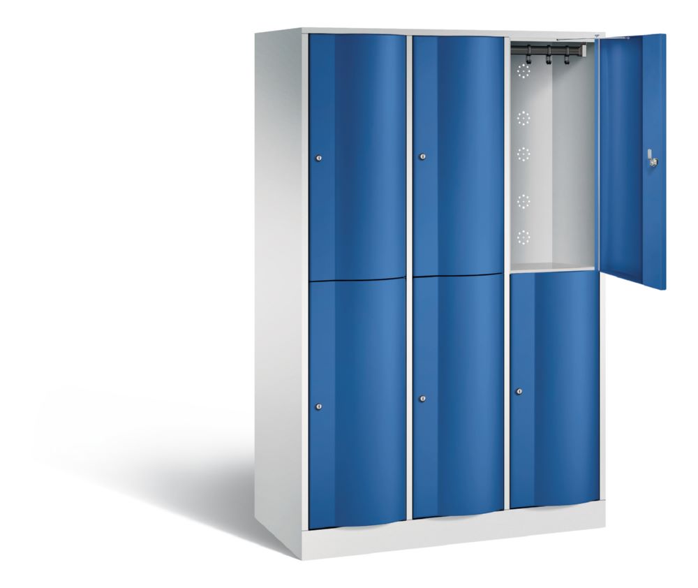 Produktbild C+P Doppelstöckiger Spind Serie Resisto 6 Fächer 1950 x 1148 x 540 mm RAL 7035 5010