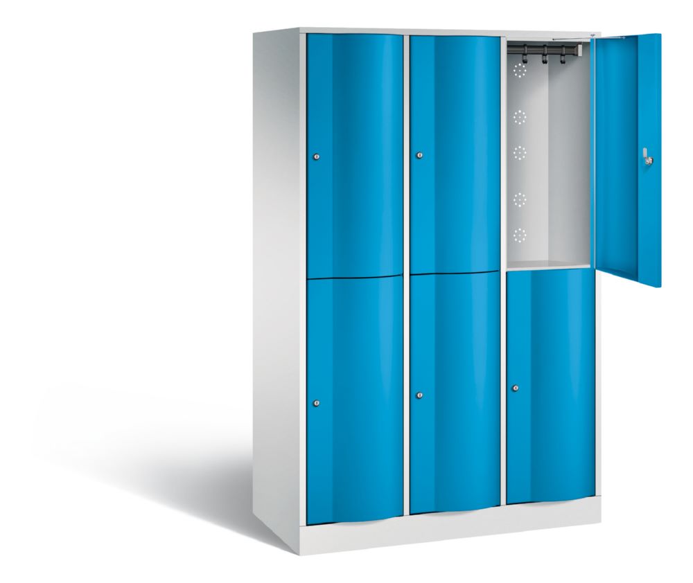 Produktbild C+P Doppelstöckiger Spind Serie Resisto 6 Fächer 1950 x 1148 x 540 mm RAL 7035 5012