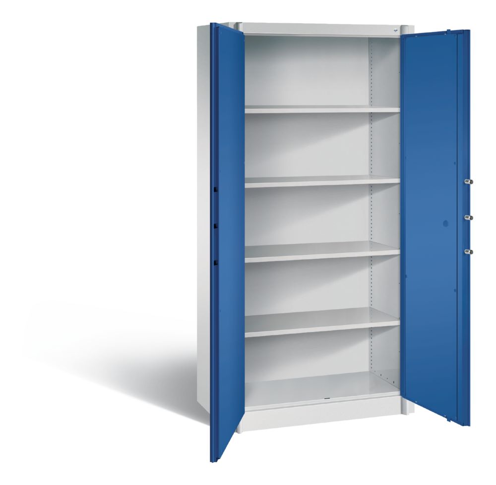 Produktbild C+P Feuergeschützter Flügeltürenschrank Certos 1950 x 930 x 500 mm grau blau bild 2