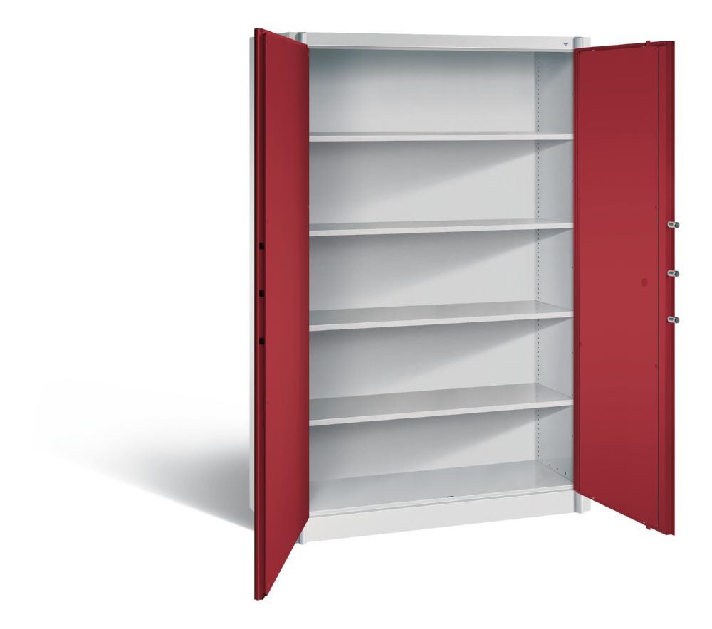 Produktbild C+P Feuergeschützter Flügeltürenschrank Certos H 1950 x B 1200 mm lichtgrau rubinrot bild 2