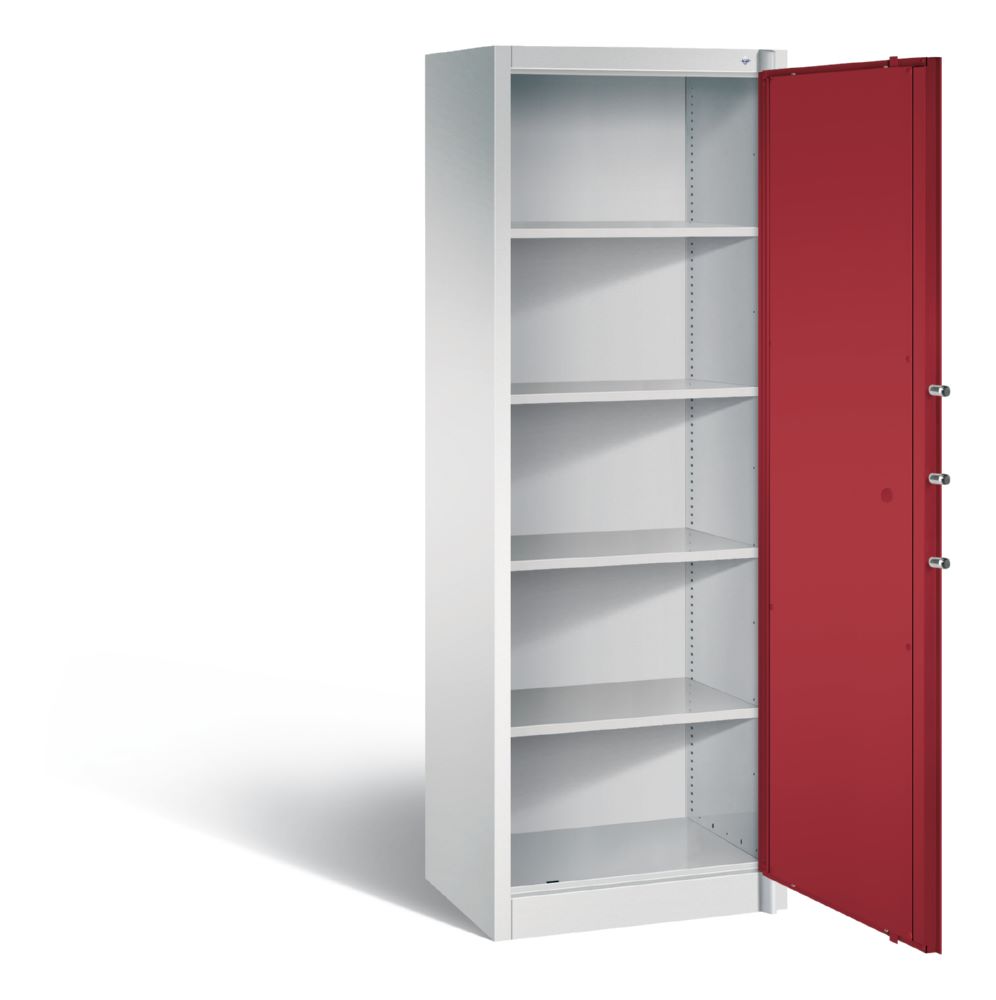 Produktbild C+P Feuergeschützter Flügeltürenschrank Certos 1950 x 650 x 500 mm lichtgrau rot bild 2
