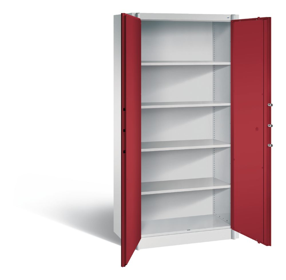Produktbild C+P Feuergeschützter Flügeltürenschrank Certos 1950 x 930 x 500 mm lichtgrau rubinro bild 2