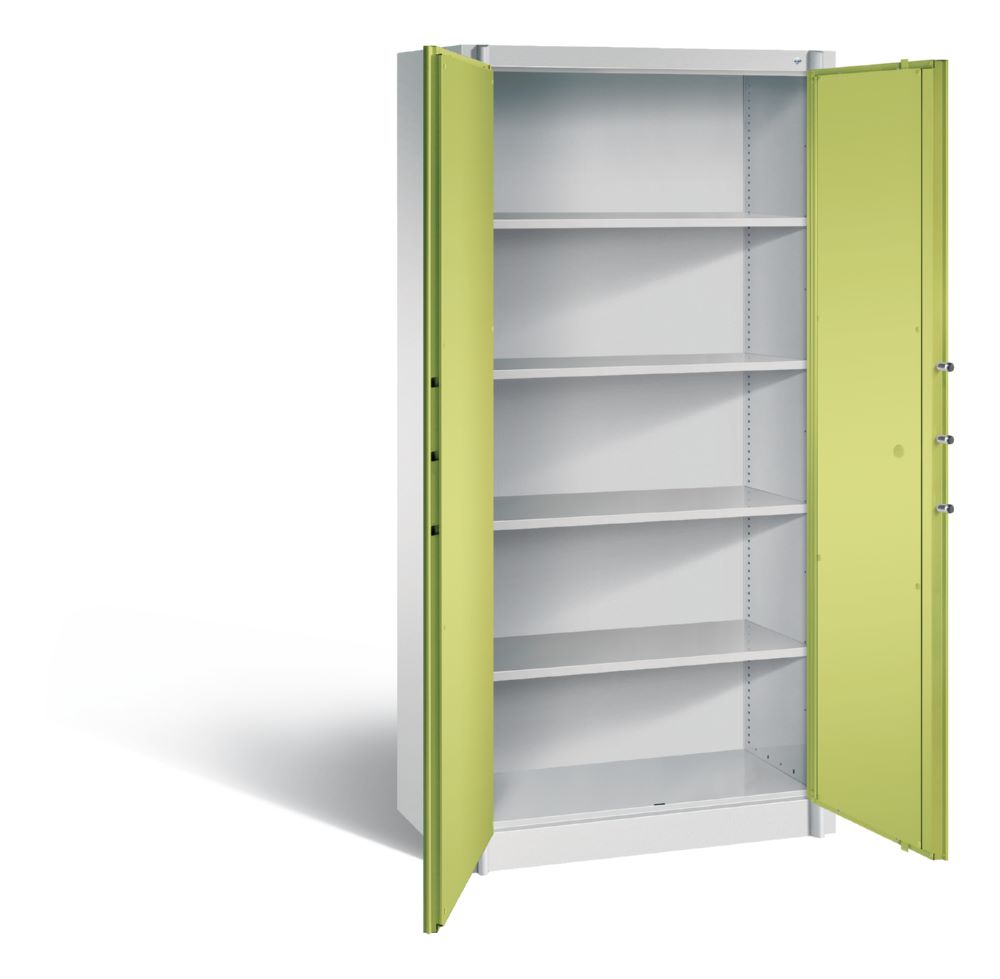 Produktbild C+P Feuergeschützter Flügeltürenschrank Certos 1950 x 930 x 500 mm Lichtgrau grün bild 2