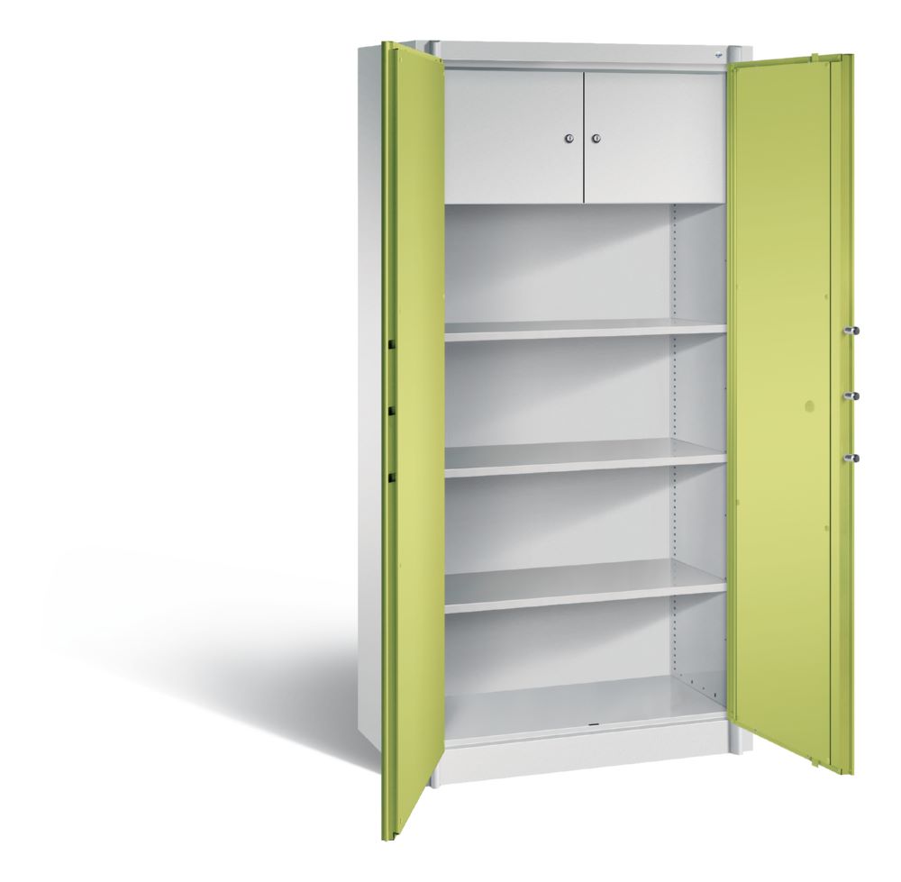 Produktbild C+P Feuergeschützter Flügeltürenschrank Certos Höhe 1950 mm lichtgrau viridingrün bild 2