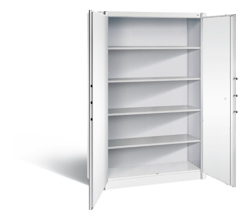Produktbild C+P Feuergeschützter Flügeltürenschrank Certos H 1950 x B 1200 x T 500 mm weiß grau bild 2