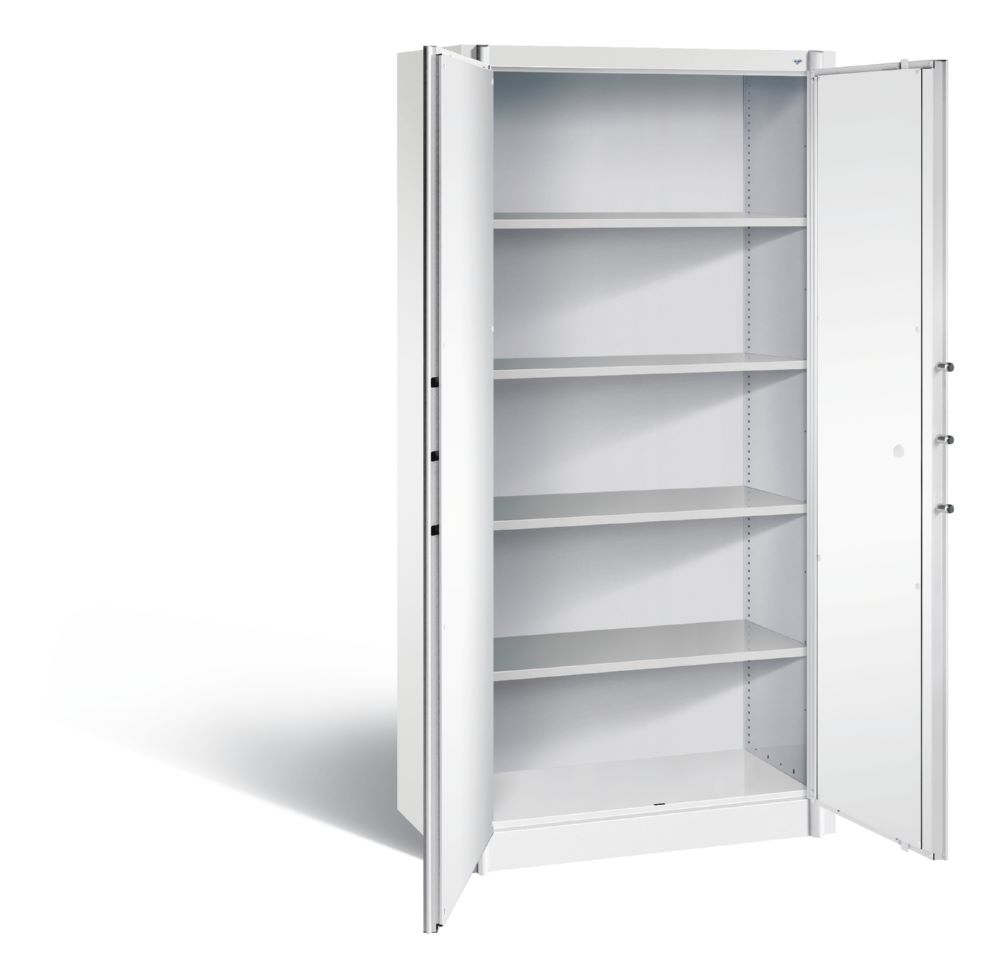 Produktbild C+P Feuergeschützter Flügeltürenschrank Certos 1950 x 930 x 500 mm weiß lichtgrau bild 2