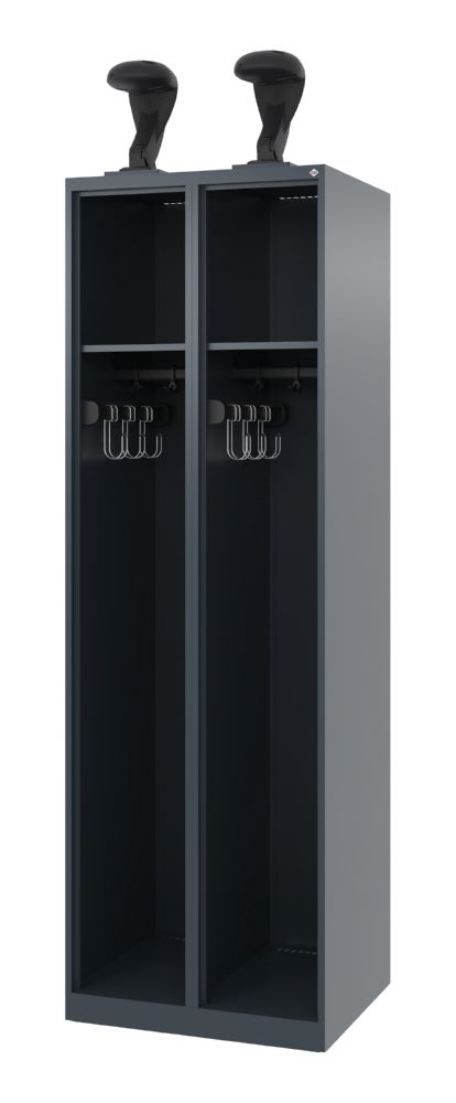 Produktbild C+P Feuerwehrspind Expert 2 Abteile mit Belüftung dunkelgrau 600 x 500 x 1850 mm