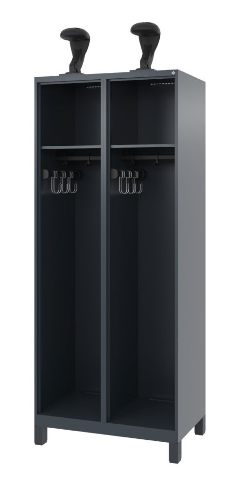 Produktbild C+P Feuerwehrspind Expert 2 Abteile mit Helmhalter anthrazit 800 x 500 x 1850 mm