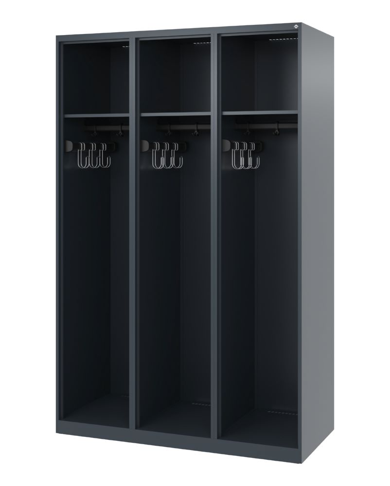 Produktbild C+P Feuerwehrspind Evolo Expert 3 Abteile je 400 mm dunkelgrau 1200 x 500 x 1850 mm