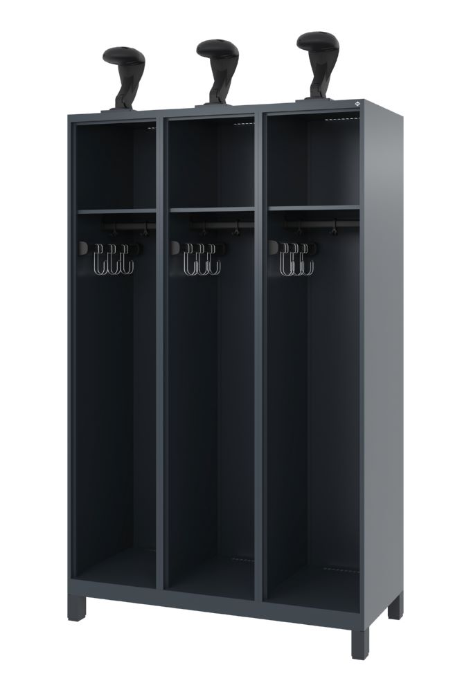 Produktbild C+P Feuerwehrspind Expert 3 Abteile mit Helmhalter anthrazit 1200 x 500 x 1850 mm