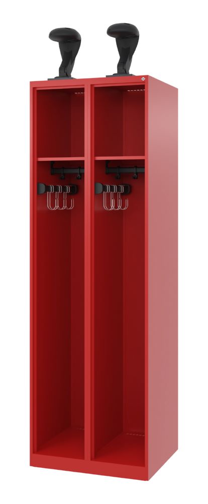 Produktbild C+P Feuerwehrspind Expert 2 Abteile mit Belüftung feuerrot 600 x 500 x 1850 mm