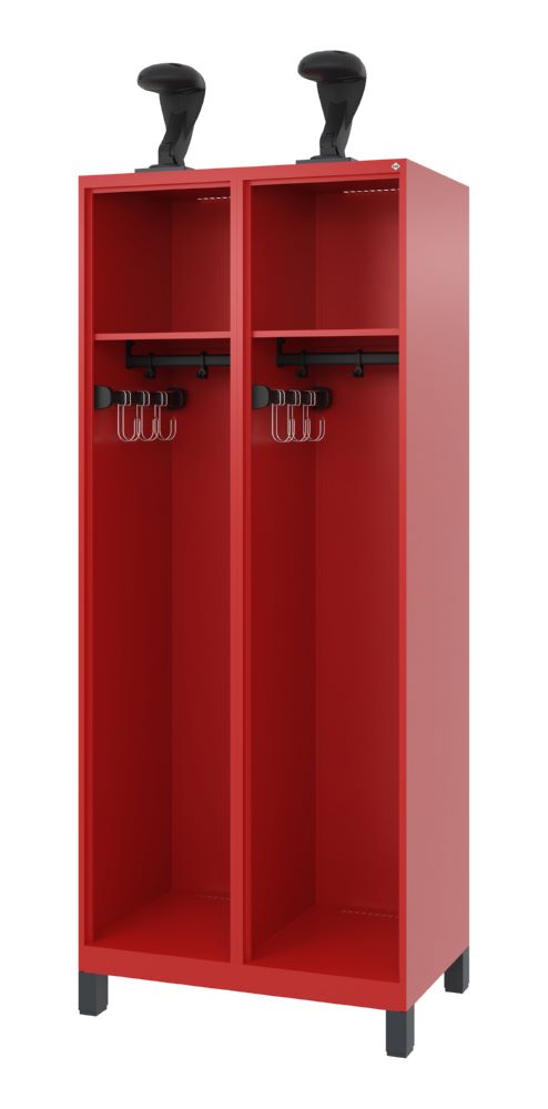 Produktbild C+P Feuerwehrspind Expert 2 Abteile und Helmhalter feuerrot 800 x 500 x 1950 mm