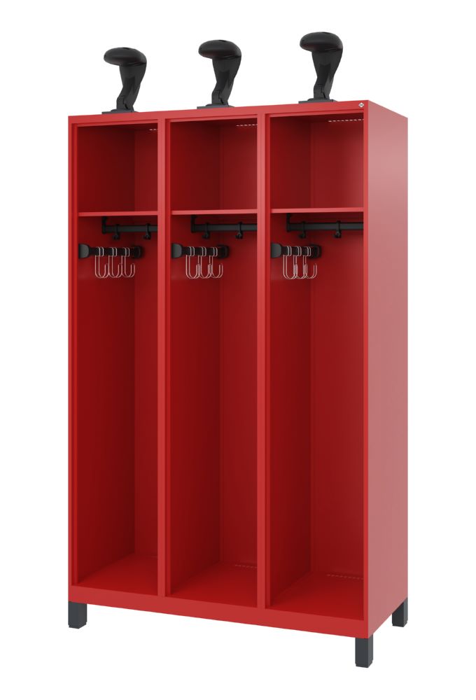 Produktbild C+P Feuerwehrspind Expert 3 Abteile mit Helmhalter feuerrot 1200 x 500 x 1850 mm