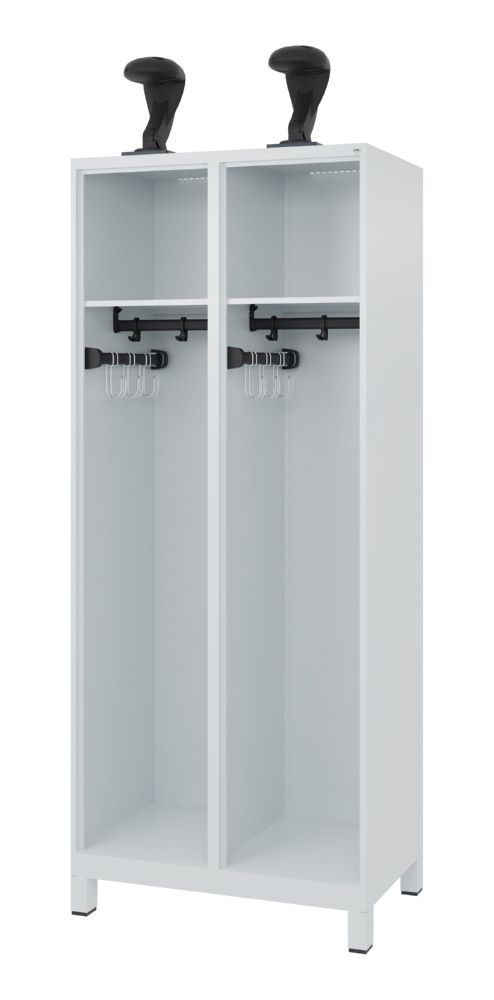 Produktbild C+P Feuerwehrspind Expert 2 Abteile mit Helmhalter lichtgrau 800 x 500 x 1850 mm