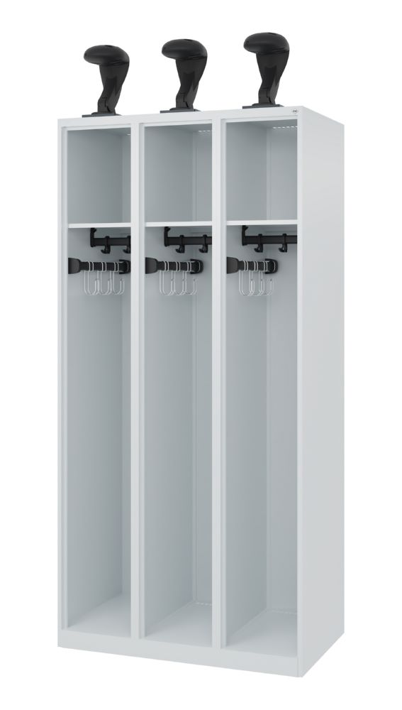 Produktbild C+P Feuerwehrspind Evolo Expert 3 Abteile hellgrau 900 x 500 x 1850 mm