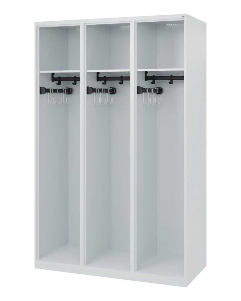 Produktbild C+P Feuerwehrspind Evolo Expert 3 Abteile je 400 mm lichtgrau 1200 x 500 x 1850 mm