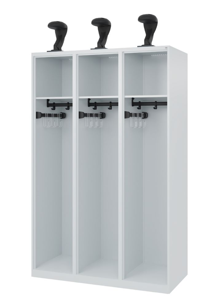 Produktbild C+P Feuerwehrspind Evolo Expert 3 offene Abteile lichtgrau 1200 x 500 x 1850 mm