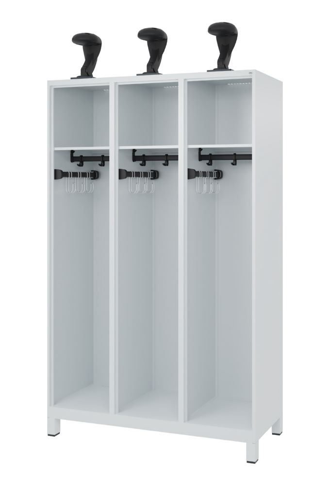 Produktbild C+P Feuerwehrspindl Expert 3 Abteile mit Helmhalter lichtgrau 1200 x 500 x 1850 mm