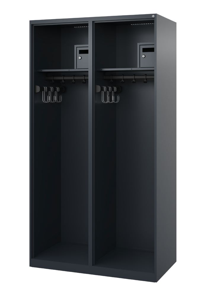 Produktbild C+P Feuerwehrspind Flexo 2 Abteile mit Helmboden anthrazit 1000 x 500 x 1850 mm