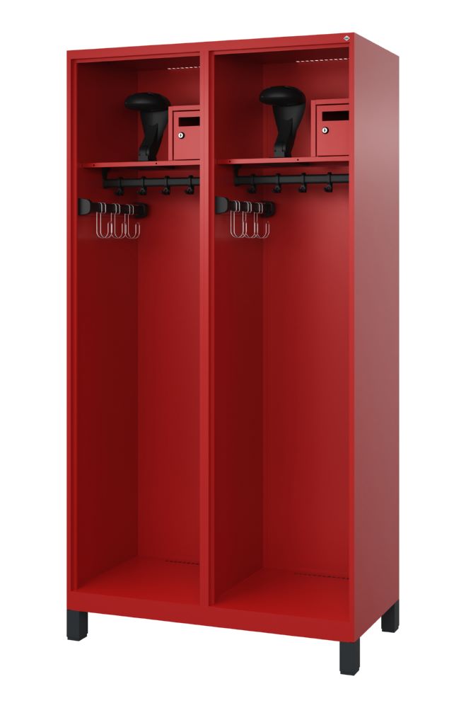 Produktbild C+P Feuerwehrspind Evolo Flexo mit 2 Helmhalter feuerrot 1000 x 500 x 1850 mm