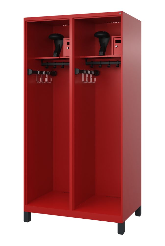Produktbild C+P Offener Feuerwehrspind Flexo 2 Abteile feuerrot 1000 x 600 x 1850 mm