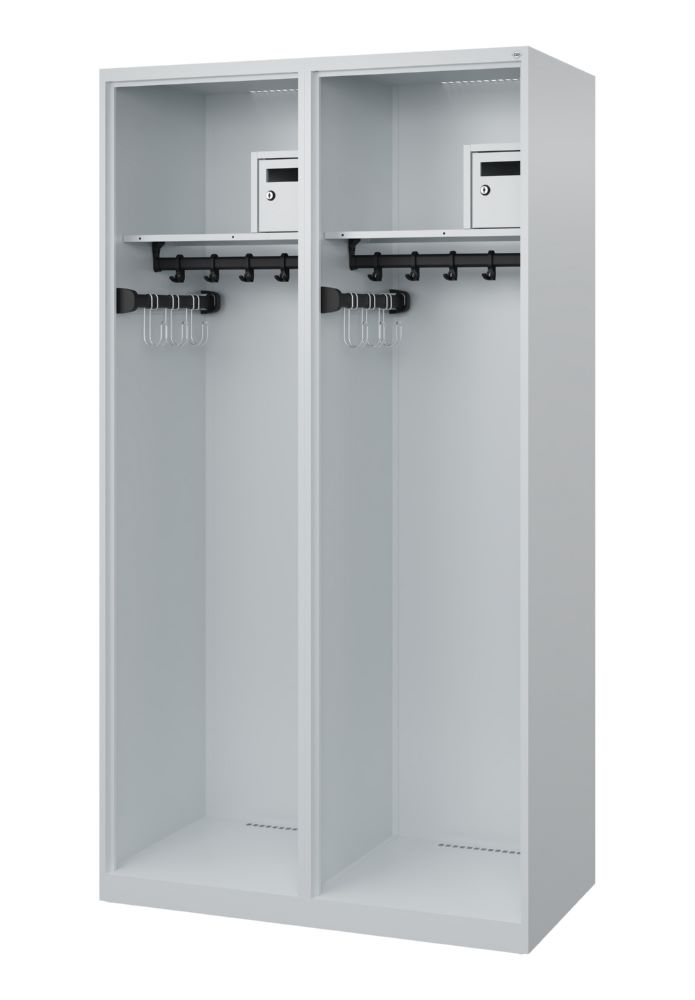 Produktbild C+P Feuerwehrspind Flexo 2 Abteile mit Helmboden lichtgrau 1000 x 500 x 1850 mm