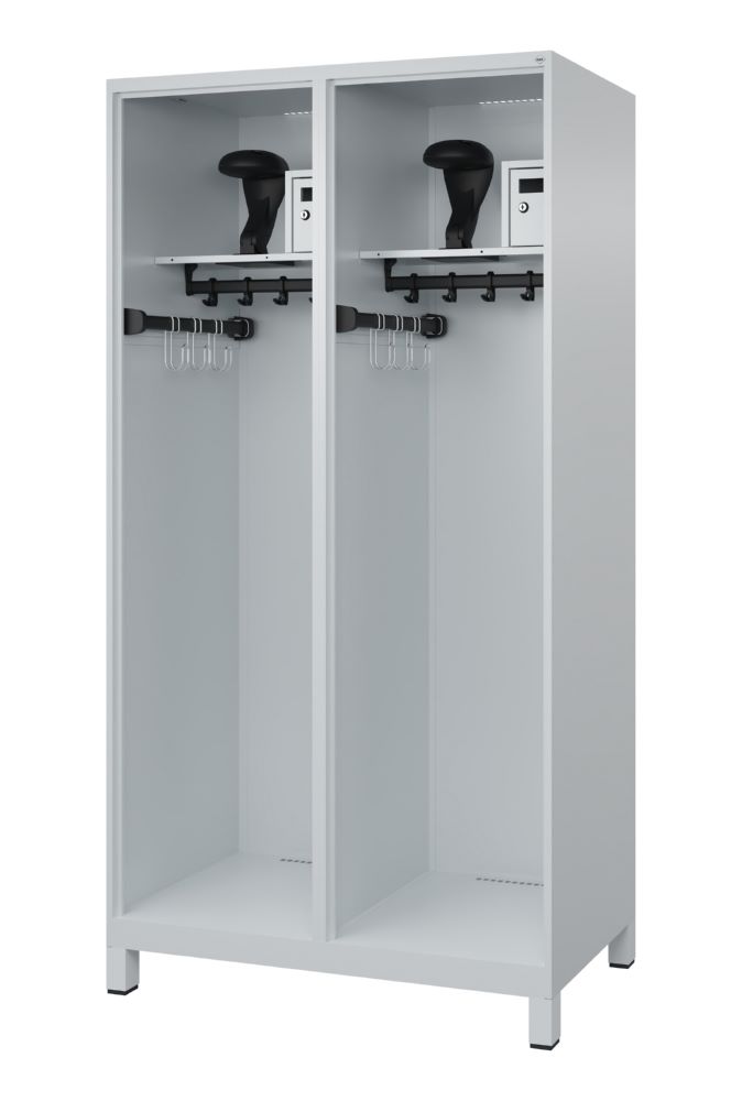 Produktbild C+P Offener Feuerwehrspind Flexo 2 Abteile mit Sockel lichtgrau 1000 x 600 x 1850 mm