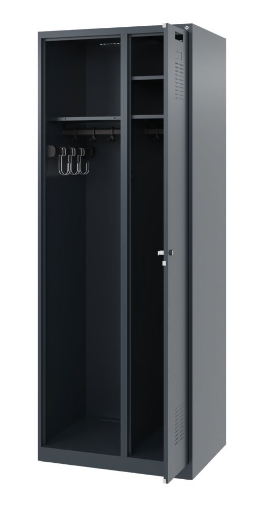 Produktbild C+P Feuerwehrspind Kombi 2 Ablageböden anthrazit 700 x 500 x 1850 mm bild 2