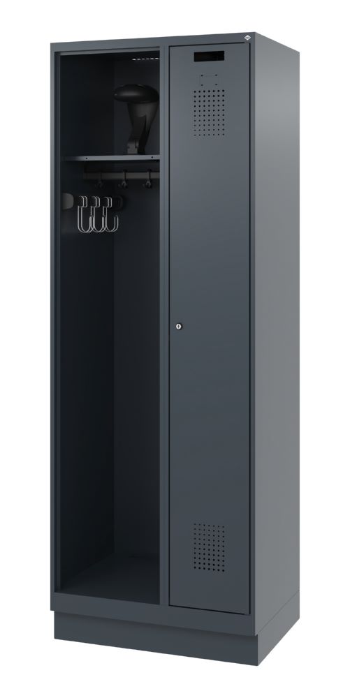 Produktbild C+P Feuerwehrspind 2 Ablageböden Kombi 2 Abteile anthrazit 700 x 500 x 1850 mm