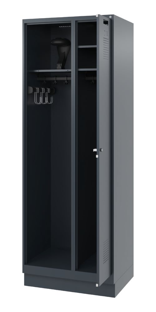 Produktbild C+P Feuerwehrspind 2 Ablageböden Kombi 2 Abteile anthrazit 700 x 500 x 1850 mm bild 2
