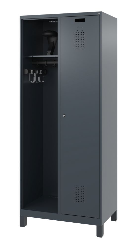 Produktbild C+P Feuerwehrspind Kombi 2 Abteile mit Helmhalter dunkelgrau 800 x 500 x 1850 mm bild 1