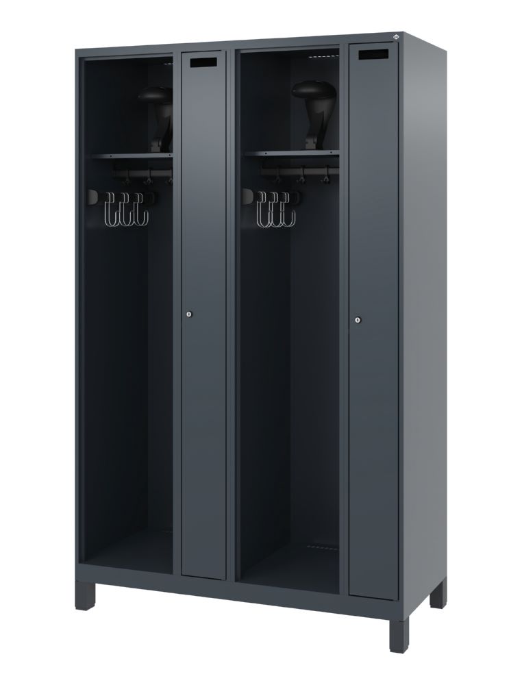 Produktbild C+P Feuerwehrspind Kombi 4 Abteile für 2 Personen anthrazit 1200 x 500 x 1850 mm