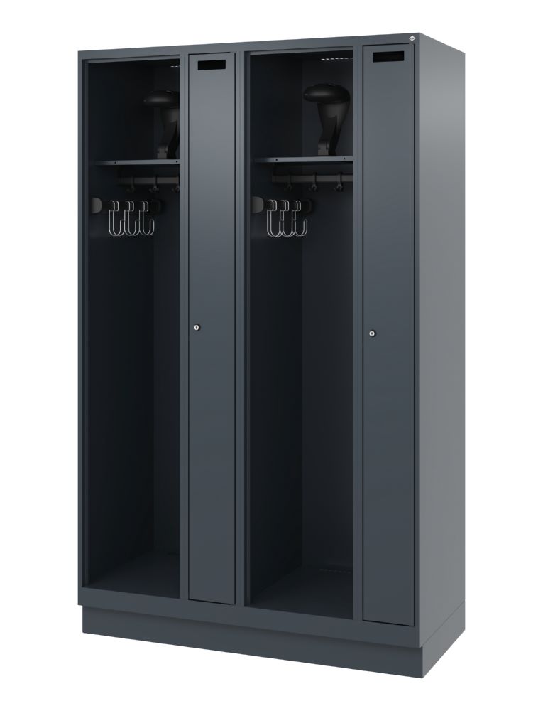 Produktbild C+P Feuerwehrspind Evolo Modell KOMBI 4 Abteile 1850 x 1200 x 500 mm anthrazit