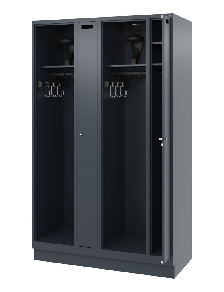Produktbild C+P Feuerwehrspind Evolo Modell KOMBI 4 Abteile 1850 x 1200 x 500 mm anthrazit bild 2