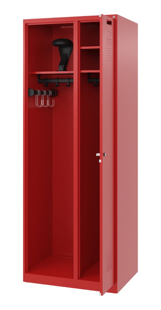 Produktbild C+P Feuerwehrspind Kombi 2 Stahlabteile feuerrot 700 x 500 x 1850 mm bild 2