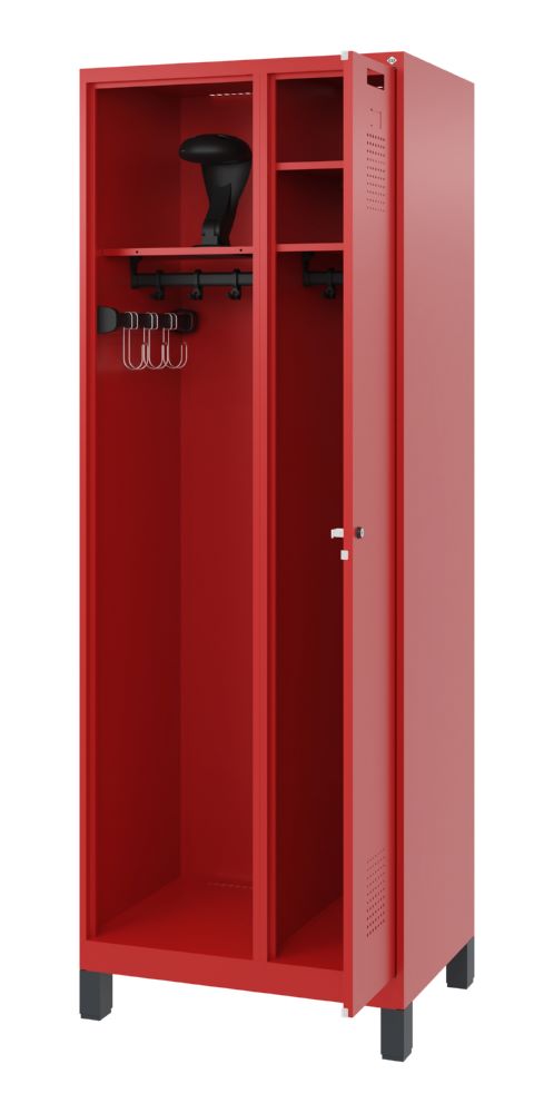 Produktbild C+P Feuerwehrspind Evolo 2 Abteile mit Belüftung feuerrot 700 x 500 x 1950 mm bild 2