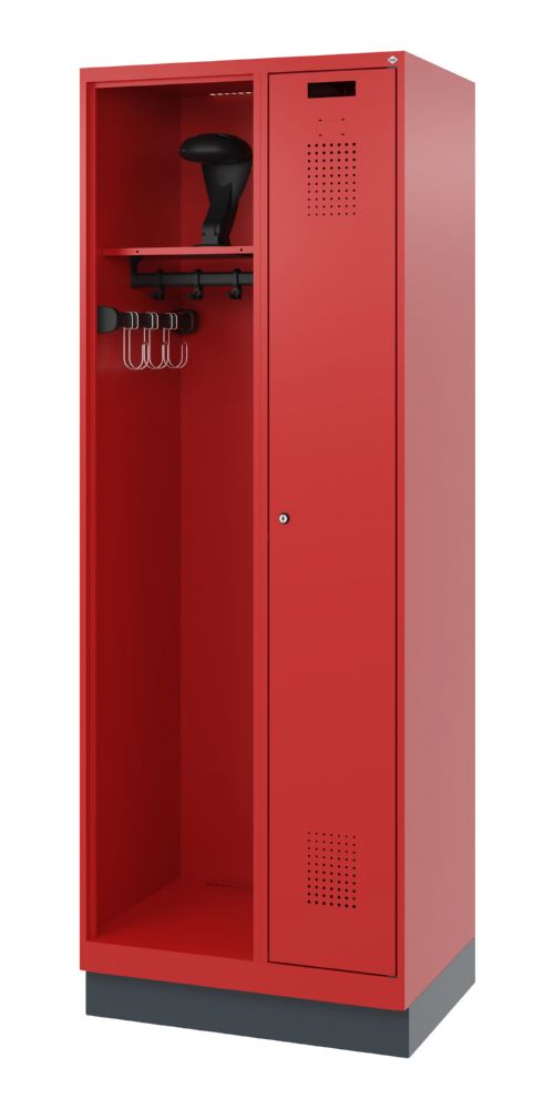 Produktbild C+P Feuerwehrspind Kombi 2 Abteile 1 Garderobenstange feuerrot 700 x 500 x 1950 mm