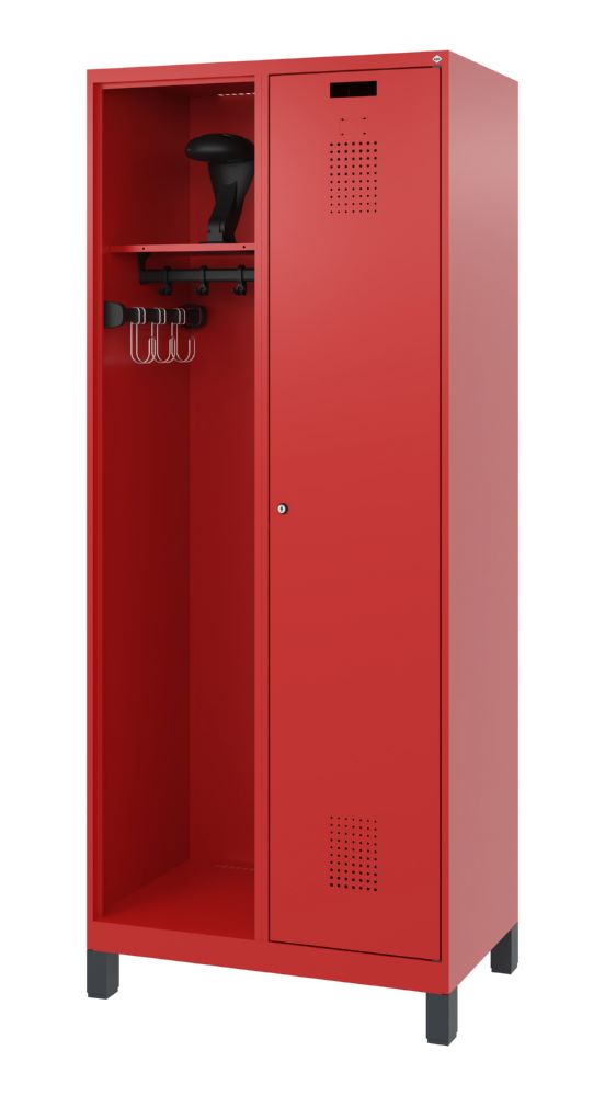 Produktbild C+P Feuerwehrspind Kombi 2 Abteile mit Helmhalter feuerrot 800 x 500 x 1950 mm bild 1