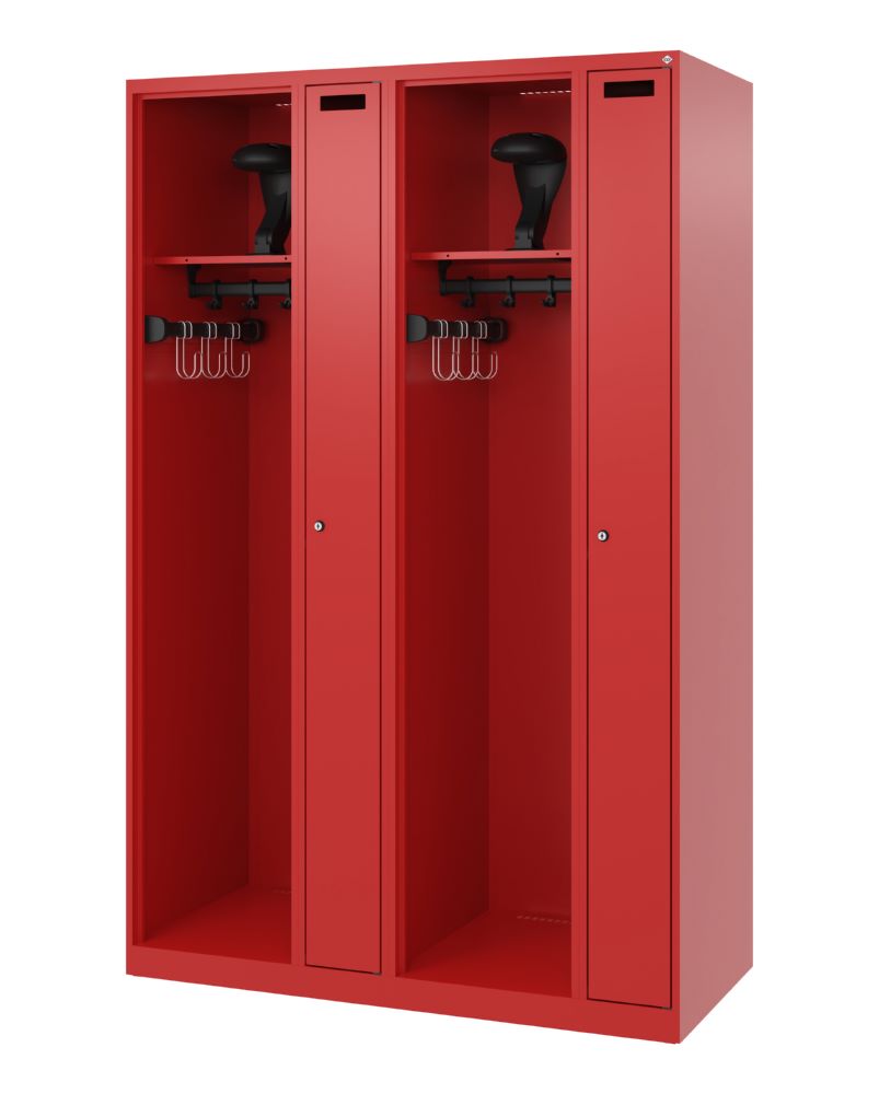 Produktbild C+P Großer Feuerwehrspind Kombi 4 offene Abteile feuerrot 1200 x 500 x 1850 mm