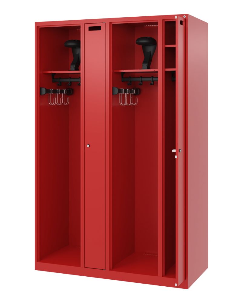 Produktbild C+P Großer Feuerwehrspind Kombi 4 offene Abteile feuerrot 1200 x 500 x 1850 mm bild 2