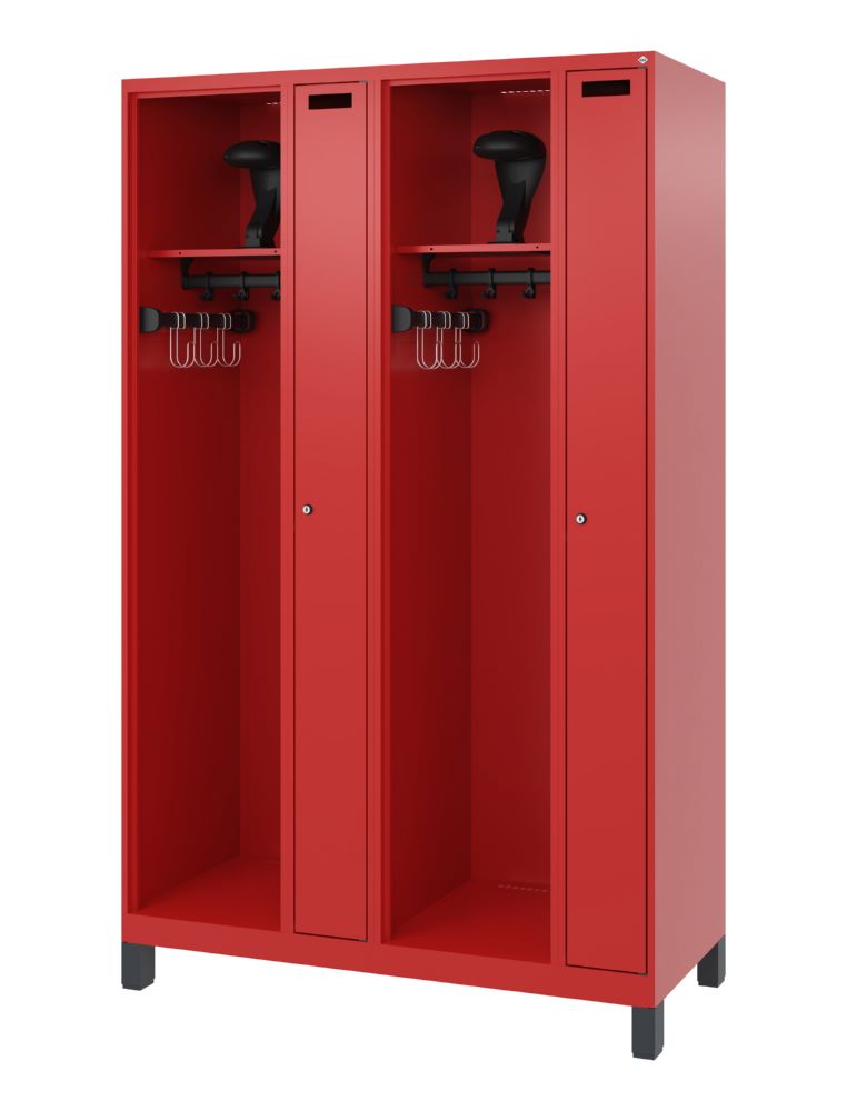 Produktbild C+P Feuerwehrspind Kombi 4 Abteile für 2 Personen feuerrot 1200 x 500 x 1950 mm